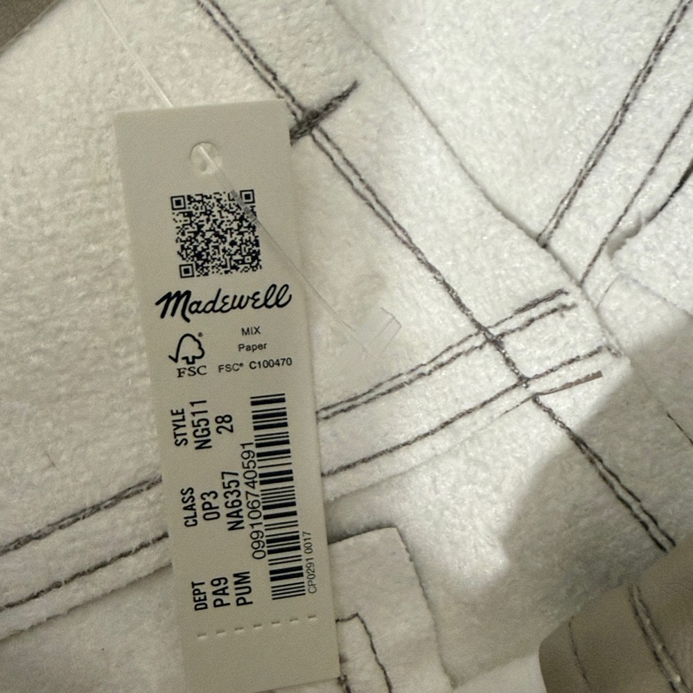Madewell The Perfect Vintage Straight Jean Faux Leather Edition Pumice NWT Sz 28 - Picture 11 of 11